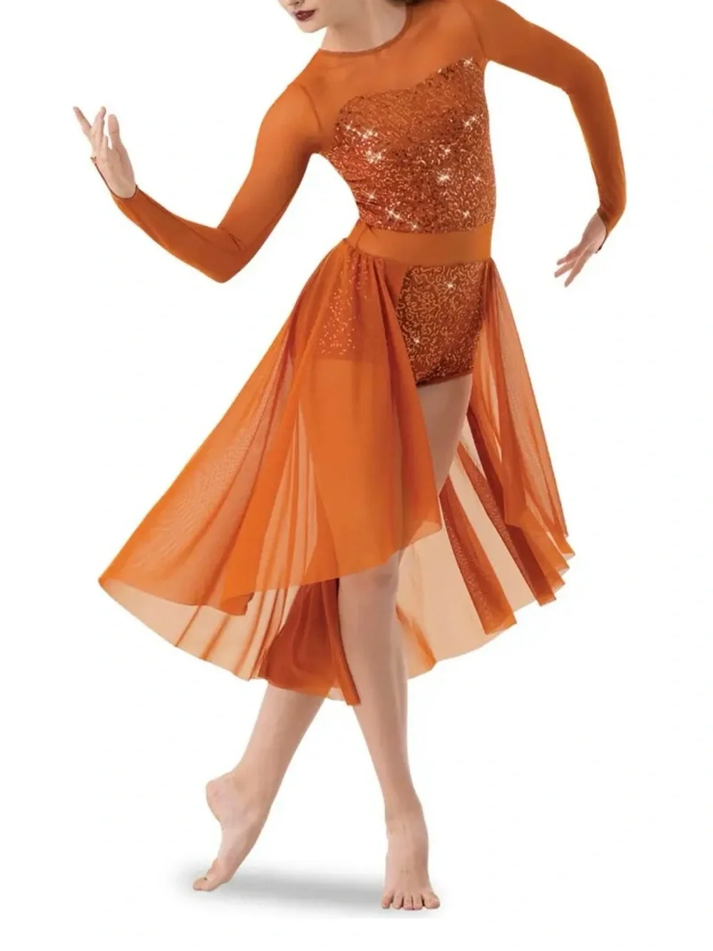 Weissman “Island” Plum Long-Sleeve Sequin Dance Dress - LA